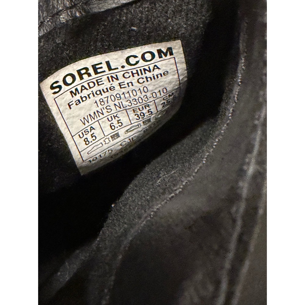 Sorel Blake Black Leather Ankle Boots Womens 8.5 Pull On Goth Grunge Whimsigoth - Picture 2 of 8